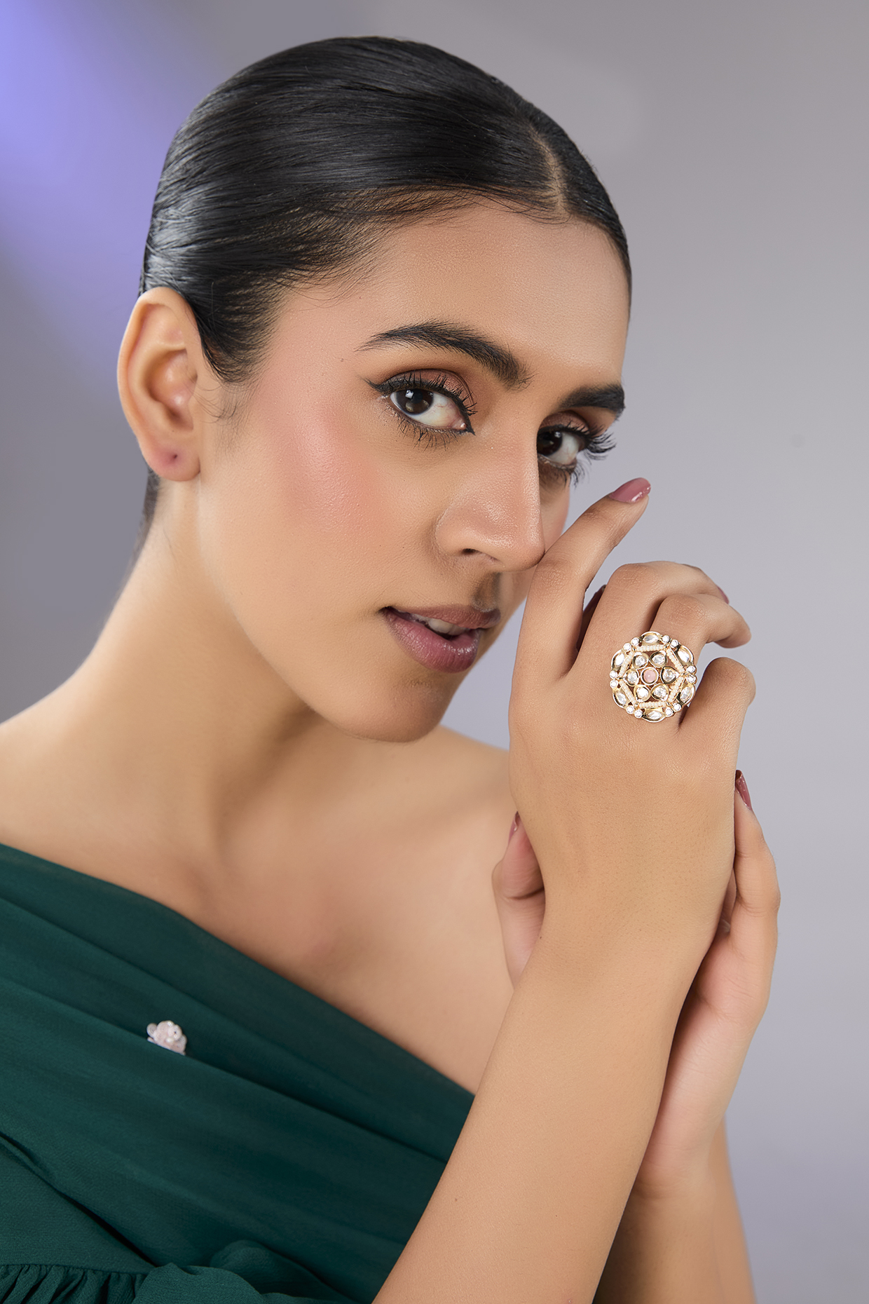 Gold Finish Pearl Ring by Auraa Trends at Pernia's Pop Up Shop