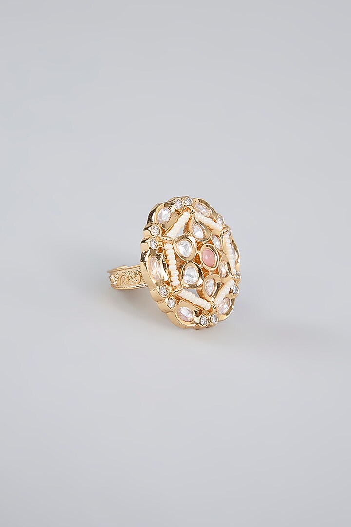 Gold Finish Pearl Ring by Aura Trends at Pernia's Pop Up Shop