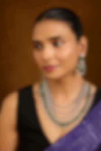 Gold Finish Green Cubic Zirconia Necklace Set by Auraa Trends at Pernia's Pop Up Shop