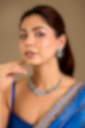 Gold Finish Green Cubic Zirconia Necklace Set by Auraa Trends at Pernia's Pop Up Shop