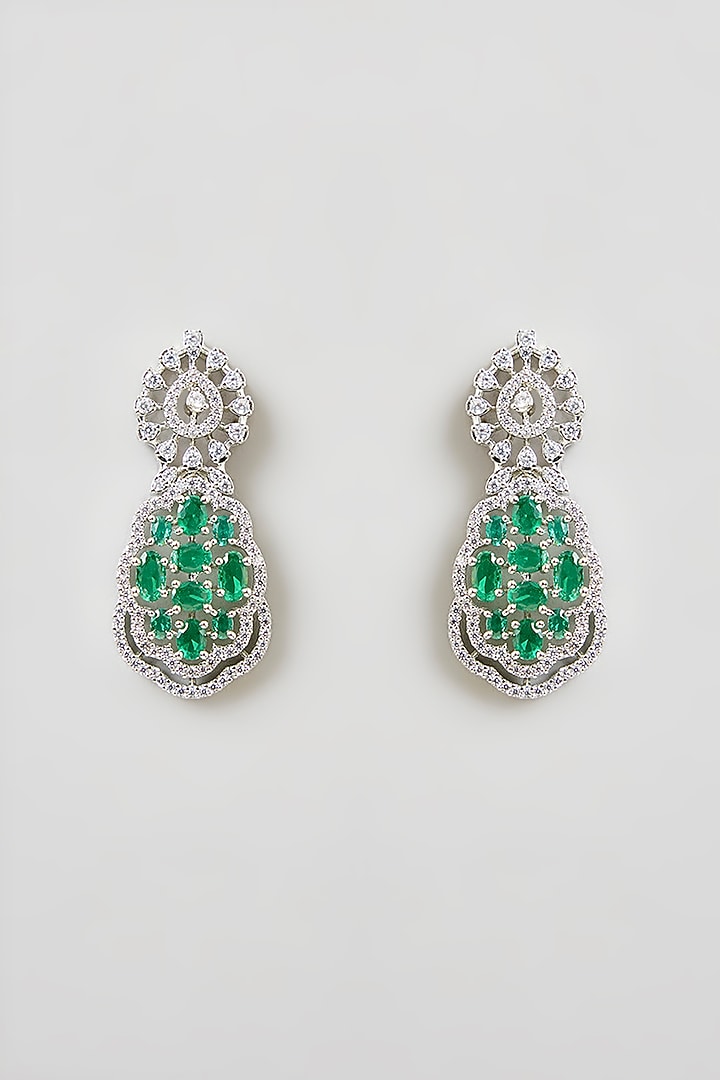 Gold Finish Green Cubic Zirconia Necklace Set by Aura Trends at Pernia's Pop Up Shop