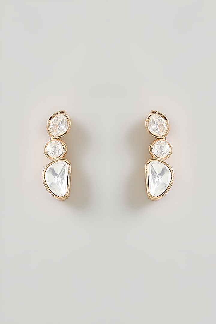 Gold Finish White Kundan Polki Choker Necklace Set by Aura Trends at Pernia's Pop Up Shop