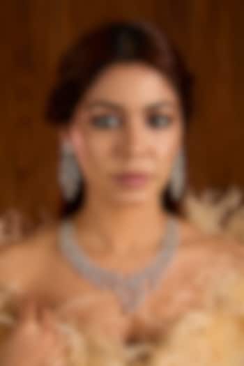 Gold Finish Cubic Zirconia Necklace Set by Auraa Trends at Pernia's Pop Up Shop