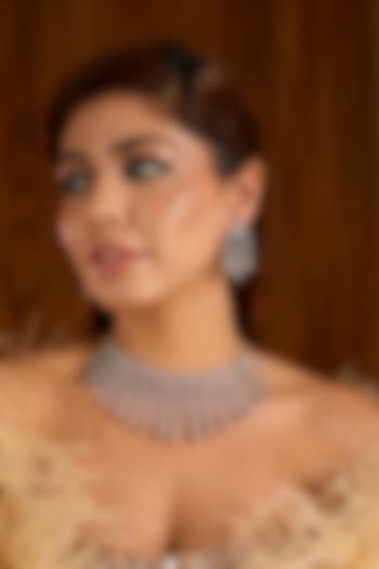 Gold Finish Emerald Cubic Zirconia Choker Necklace Set by Auraa Trends at Pernia's Pop Up Shop