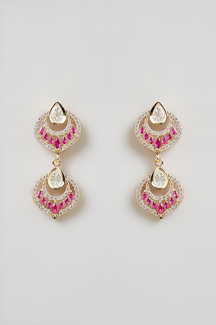 Gold Finish Kundan Polki Necklace Set by Aura Trends at Pernia's Pop Up Shop