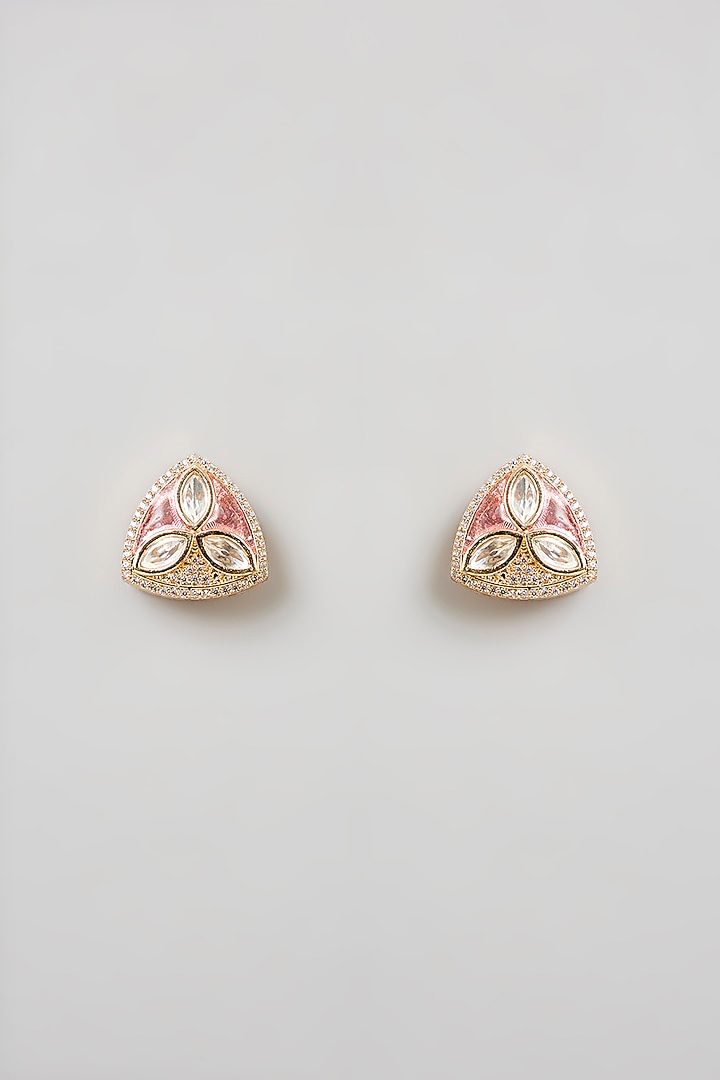 Gold Finish White Kundan Polki Pendant Necklace Set by Aura Trends at Pernia's Pop Up Shop