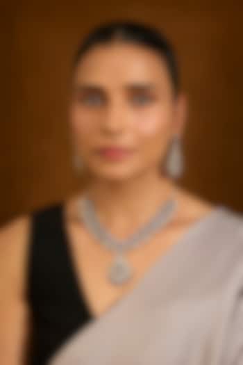 Gold Finish Cubic Zirconia Necklace Set by Auraa Trends at Pernia's Pop Up Shop