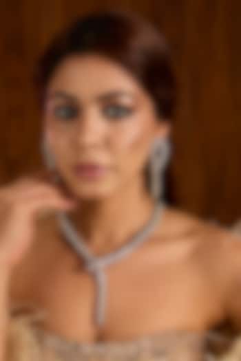 Gold Finish Cubic Zirconia Necklace Set by Auraa Trends at Pernia's Pop Up Shop