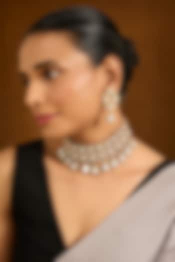 Gold Finish Kundan Polki Choker Necklace Set by Auraa Trends at Pernia's Pop Up Shop