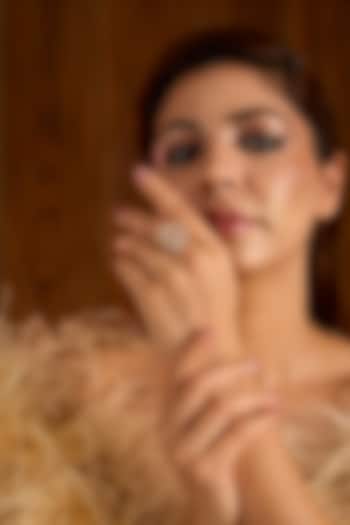 Gold Finish Kundan Polki Floral Ring by Auraa Trends at Pernia's Pop Up Shop