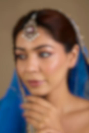 Gold Finish Kundan Polki & Red Gemstone Maangtikka by Auraa Trends at Pernia's Pop Up Shop