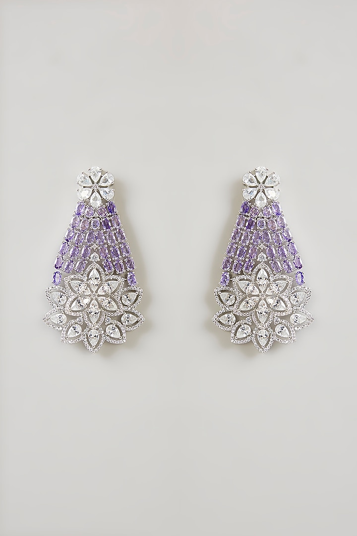 White Finish Lavender Crystal Choker Necklace Set by Aura Trends at Pernia's Pop Up Shop