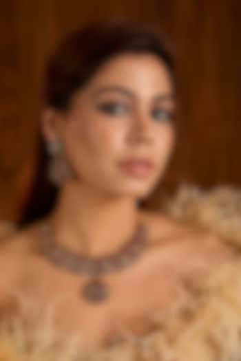 Rose Gold Finish Ruby & Kundan Polki Choker Necklace Set by Auraa Trends at Pernia's Pop Up Shop