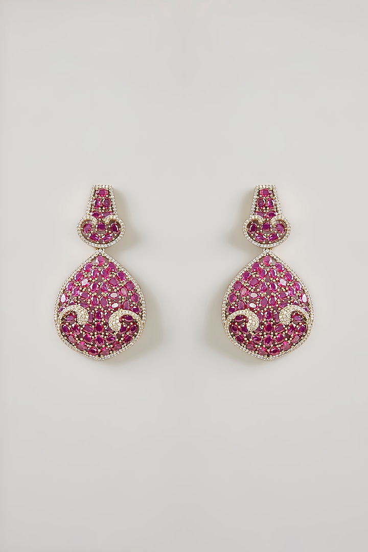 Rose Gold Finish Ruby & Kundan Polki Choker Necklace Set by Aura Trends at Pernia's Pop Up Shop