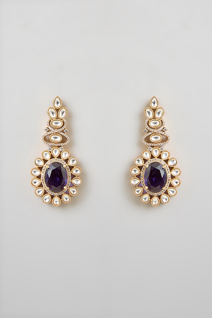 Two Tone Finish Black Stone & Kundan Polki Necklace Set by Aura Trends at Pernia's Pop Up Shop