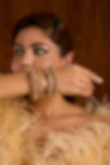 Gold Finish Kundan Polki Kadas (Set Of 2) by Auraa Trends at Pernia's Pop Up Shop