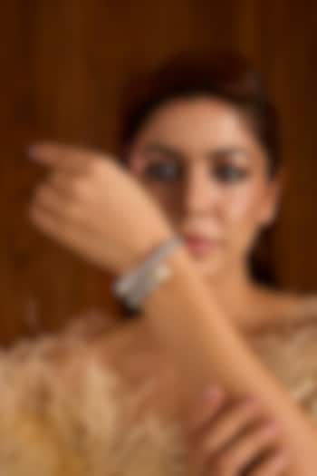 White Finish Pearl & Rhinestone Layered Bracelet by Auraa Trends at Pernia's Pop Up Shop