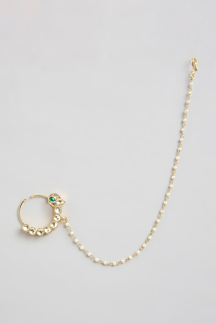 Gold Finish Kundan Polki Nath by Aura Trends at Pernia's Pop Up Shop