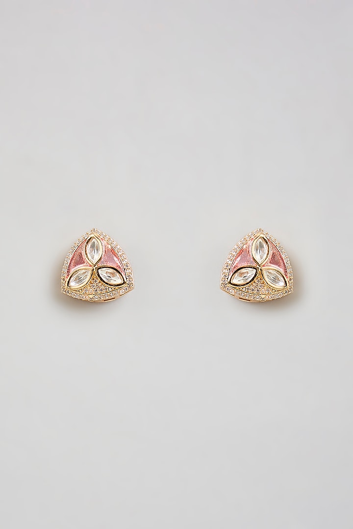 Gold Finish White Kundan Polki Pendant Necklace Set by Aura Trends at Pernia's Pop Up Shop