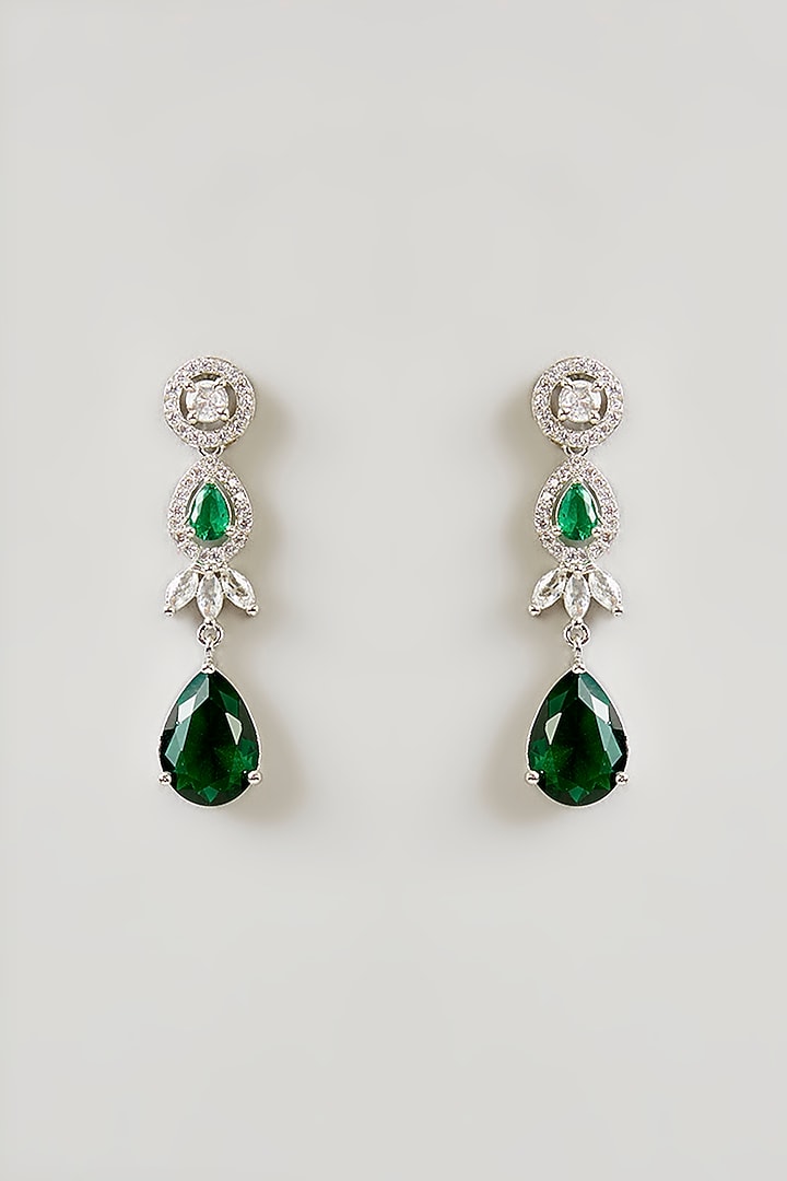 Gold Finish Emerald & Diamond Necklace Set by Aura Trends at Pernia's Pop Up Shop