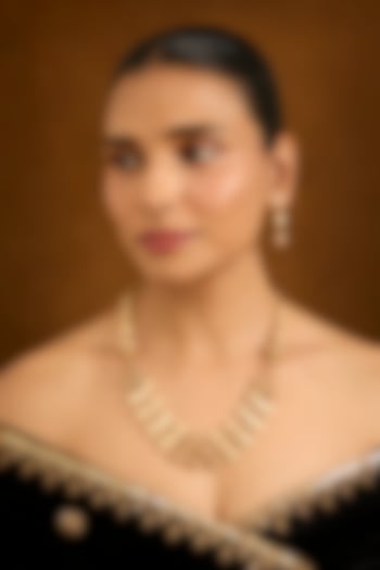 Gold Finish Pearl & Beaded Necklace Set by Auraa Trends at Pernia's Pop Up Shop