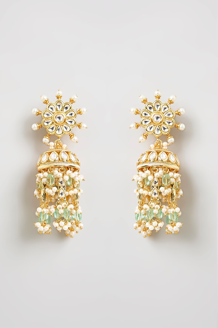 Gold Finish Kundan Polki Choker Necklace Set by Aura Trends at Pernia's Pop Up Shop