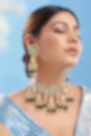 Gold Plated Kundan Polki Choker Necklace Set by Auraa Trends at Pernia's Pop Up Shop