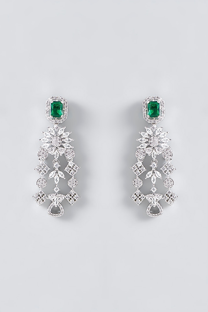 White Rhodium Finish Zircon Necklace Set by Aura Trends at Pernia's Pop Up Shop