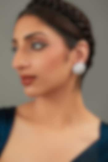 White Rhodium Finish Zircon Stud Earrings by Auraa Trends at Pernia's Pop Up Shop