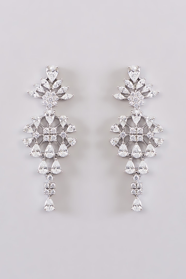 White Rhodium Finish Zircon Necklace Set by Aura Trends at Pernia's Pop Up Shop