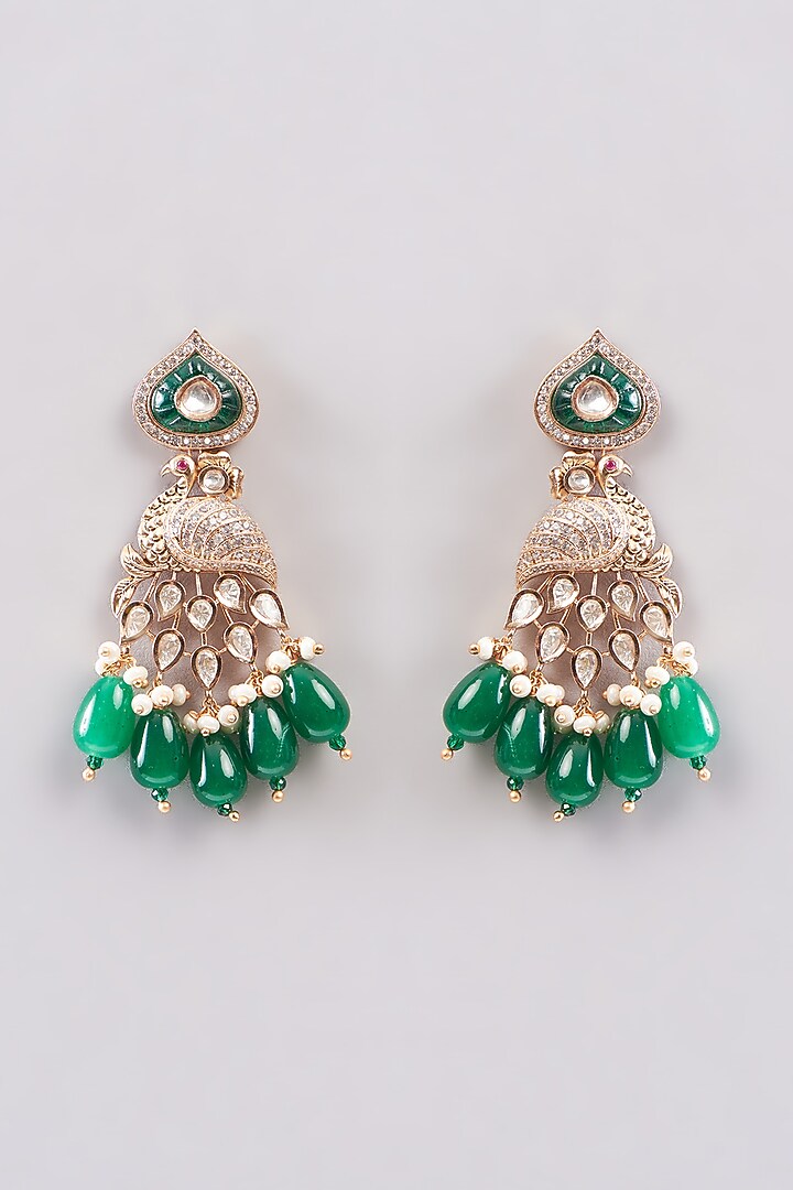 Gold Plated Green Kundan Polki Necklace Set by Aura Trends at Pernia's Pop Up Shop