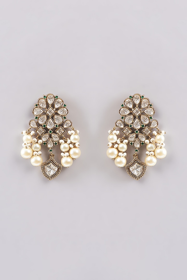 Gold Plated White Kundan Polki Necklace Set by Aura Trends at Pernia's Pop Up Shop