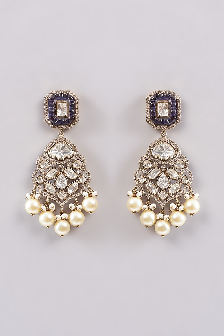 Gold Plated Green Stone & Kundan Polki Necklace Set by Aura Trends at Pernia's Pop Up Shop