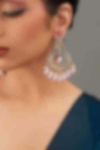 Gold Plated Kundan Polki Handcrafted Chandbali Earrings by Auraa Trends