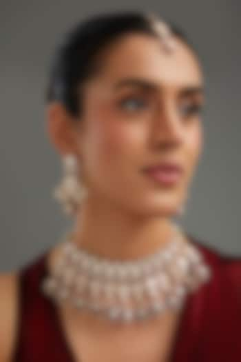 Gold Plated Red Kundan Polki Handcrafted Necklace Set by Auraa Trends at Pernia's Pop Up Shop