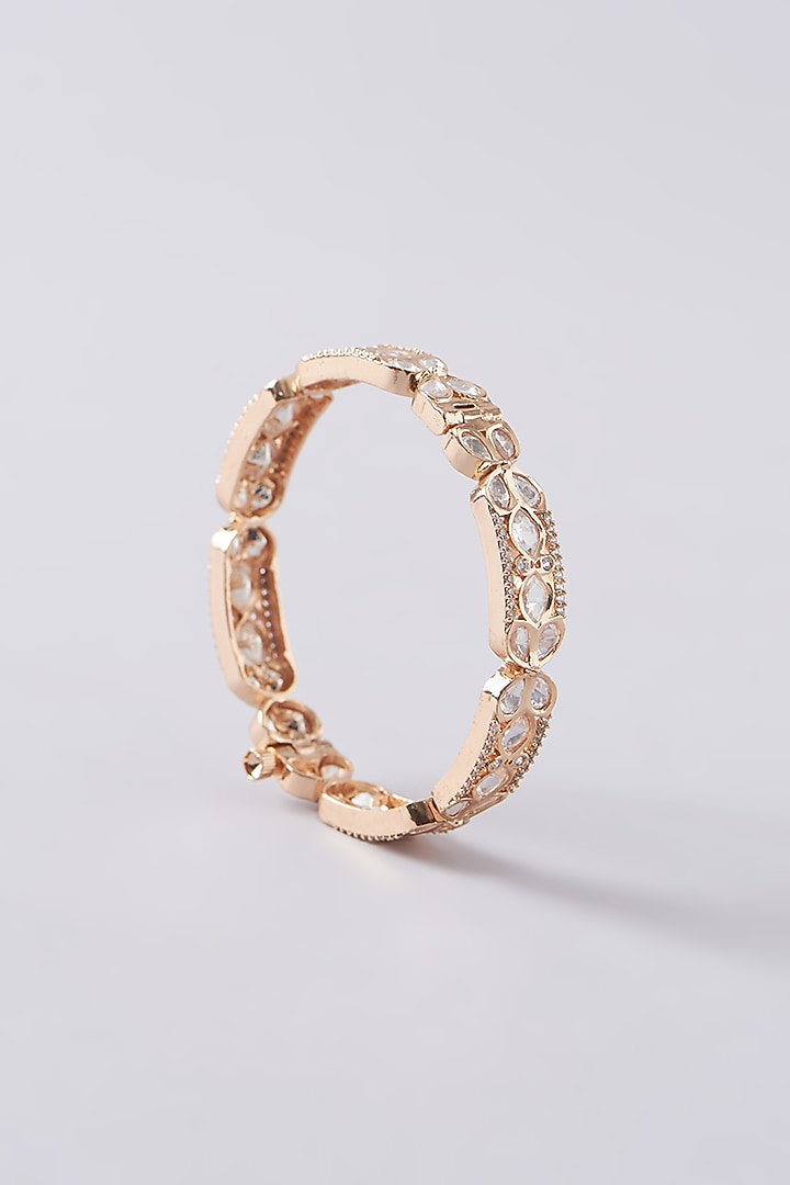 Gold Plated Kundan Polki Handcrafted Bangles (Set Of 2) by Aura Trends at Pernia's Pop Up Shop