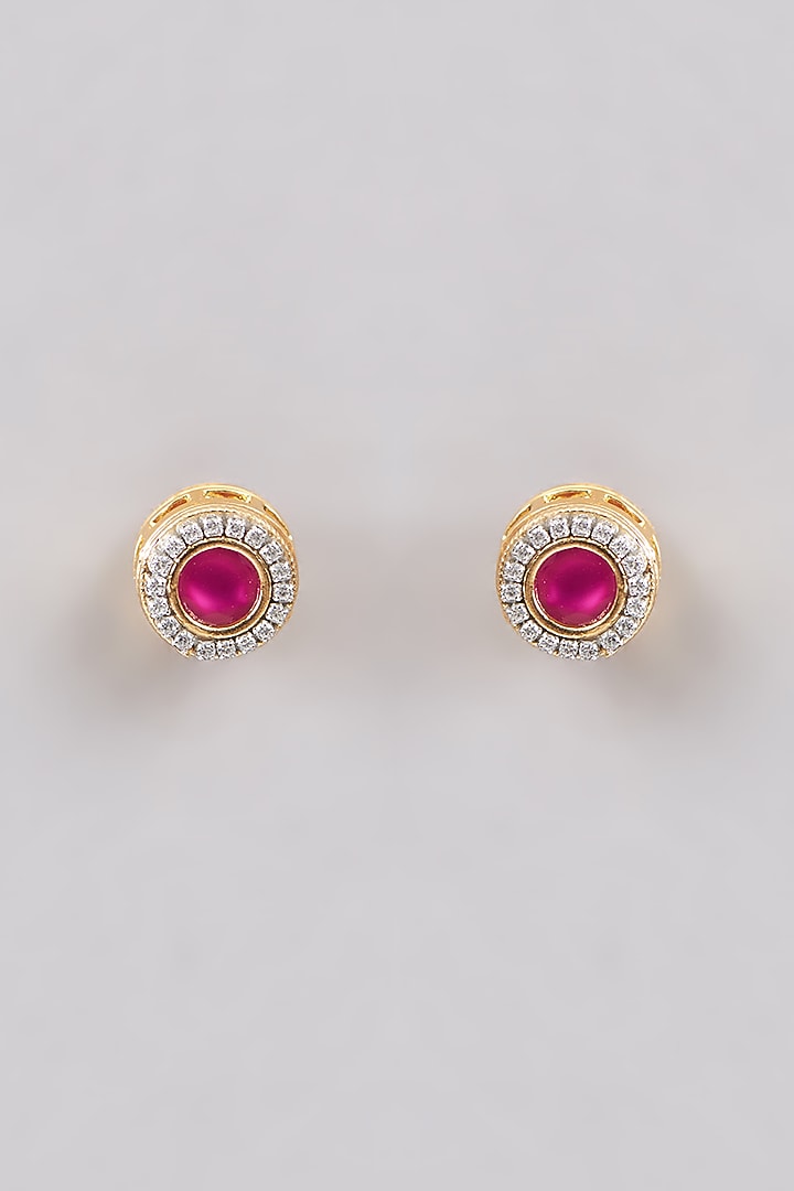 Gold Plated Red Kundan Polki Handcrafted Choker Necklace Set by Aura Trends at Pernia's Pop Up Shop