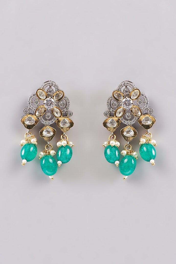 White Rhodium Finish Green Zircon Necklace Set by Aura Trends at Pernia's Pop Up Shop