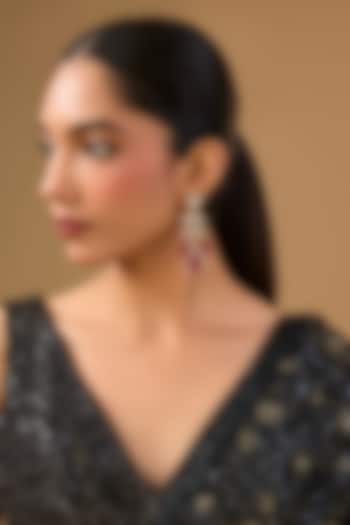 Gold Finish Ruby Gemstone & Pearl Dangler Earrings by Auraa Trends at Pernia's Pop Up Shop