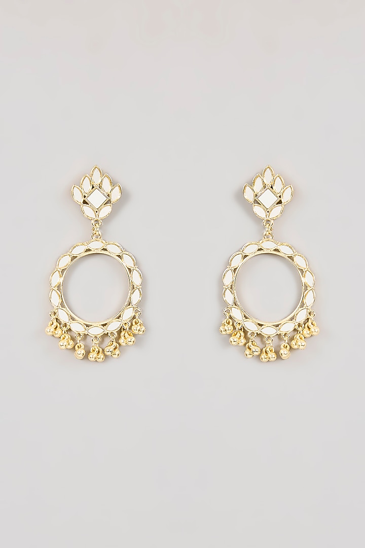 Gold Finish White Stone & Pearl Dangler Earrings by Aura Trends at Pernia's Pop Up Shop
