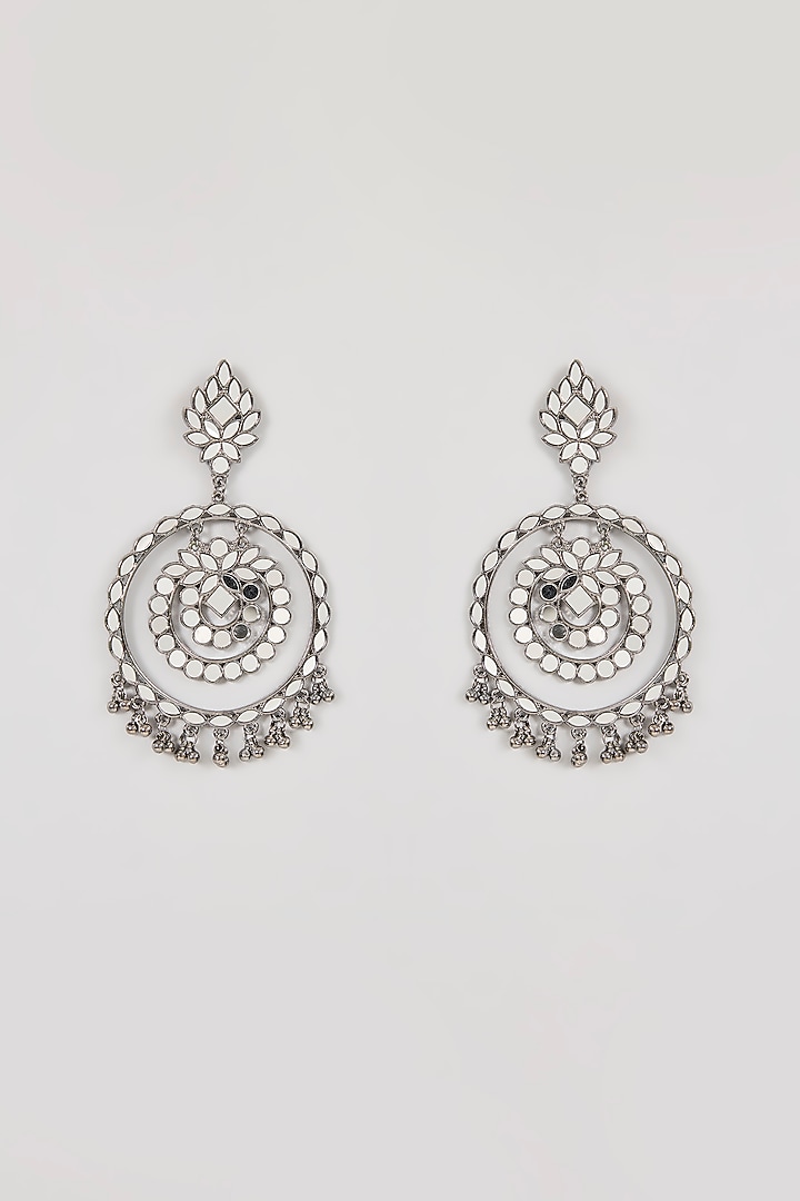 Oxidized Silver Finish Beaded Chandbali Earrings by Aura Trends at Pernia's Pop Up Shop