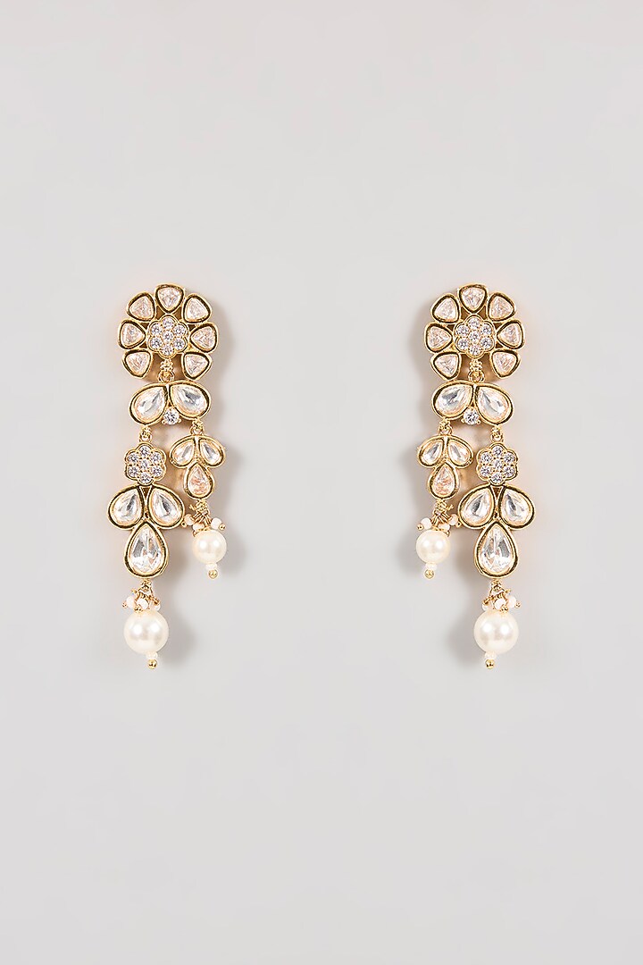 Gold Finish Kundan Polki & Pearl Choker Necklace Set by Aura Trends at Pernia's Pop Up Shop