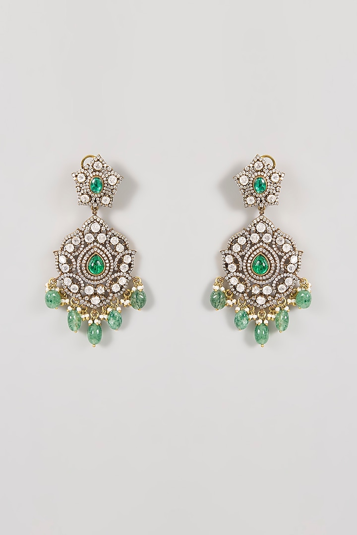 Gold Finish Kundan Polki & Emerald Green Stone Choker Necklace Set by Aura Trends at Pernia's Pop Up Shop