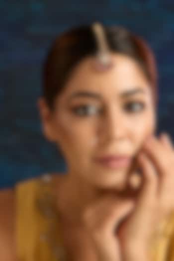 Rose Gold Finish Ruby & Kundan Polki Maangtikka by Auraa Trends at Pernia's Pop Up Shop