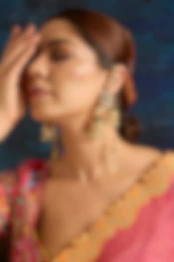 Gold Finish Green Kundan Polki Jhumka Earrings by Auraa Trends at Pernia's Pop Up Shop