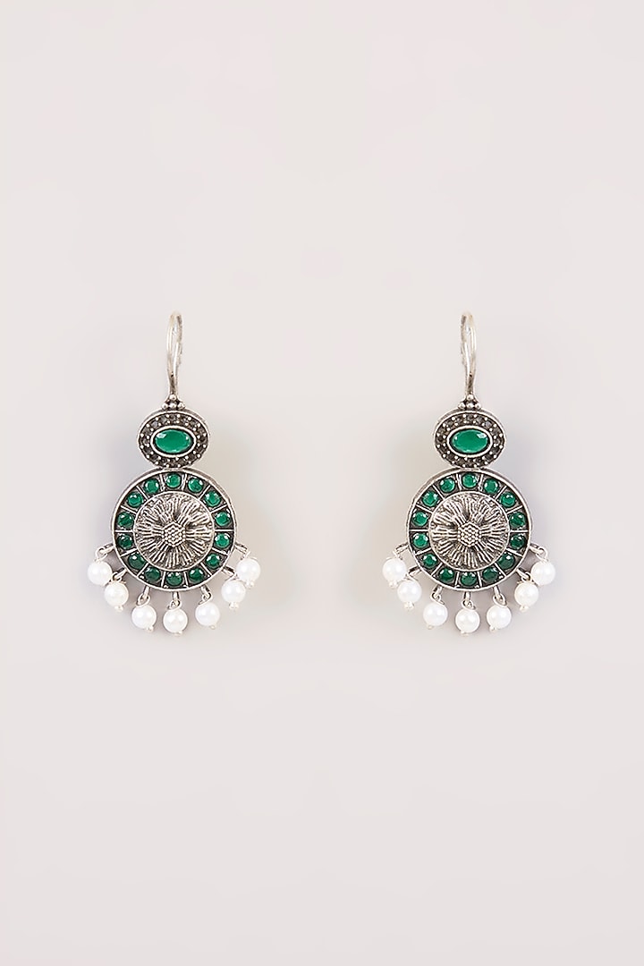 Gold Finish Pink Stone Dangler Earrings by Aura Trends at Pernia's Pop Up Shop