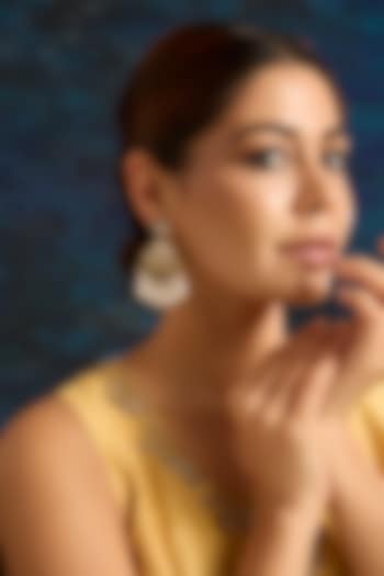 Gold Finish Pink Stone & Pearl Drop Dangler Earrings by Auraa Trends at Pernia's Pop Up Shop