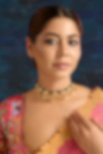 Gold Finish Green Stone & Pearl Choker Necklace by Auraa Trends at Pernia's Pop Up Shop