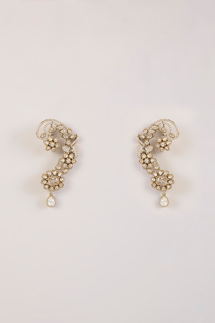 Gold Finish Kundan Polki Earcuffs by Aura Trends at Pernia's Pop Up Shop