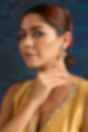 Gold Finish Pearl & Zircon Stud Earrings by Auraa Trends at Pernia's Pop Up Shop